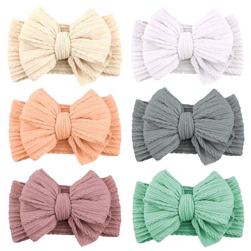 ALinmo 6 Pack Baby Headbands Super Soft Stretchy Nylon Hair Bands Hair Bows Hair Accessories for Baby Girls Newbrons infants Toddlers 01 - Image 1